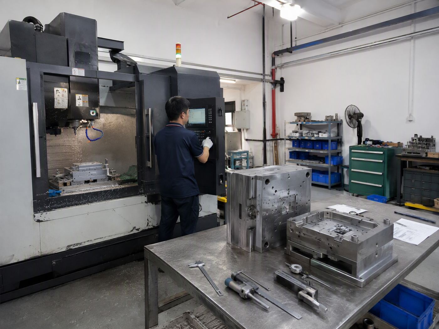 CNC machining centre cutting a steel mould at the Tegneng factory